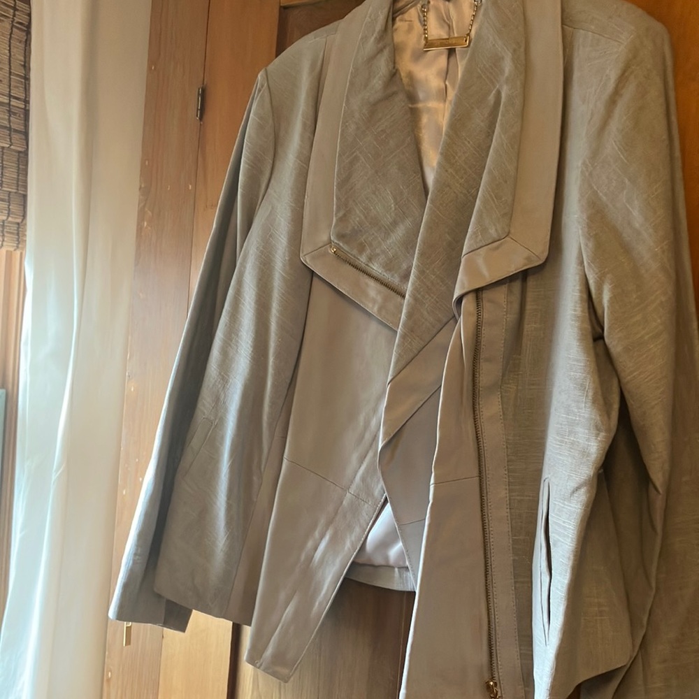 Leather/ linen moto jacket
